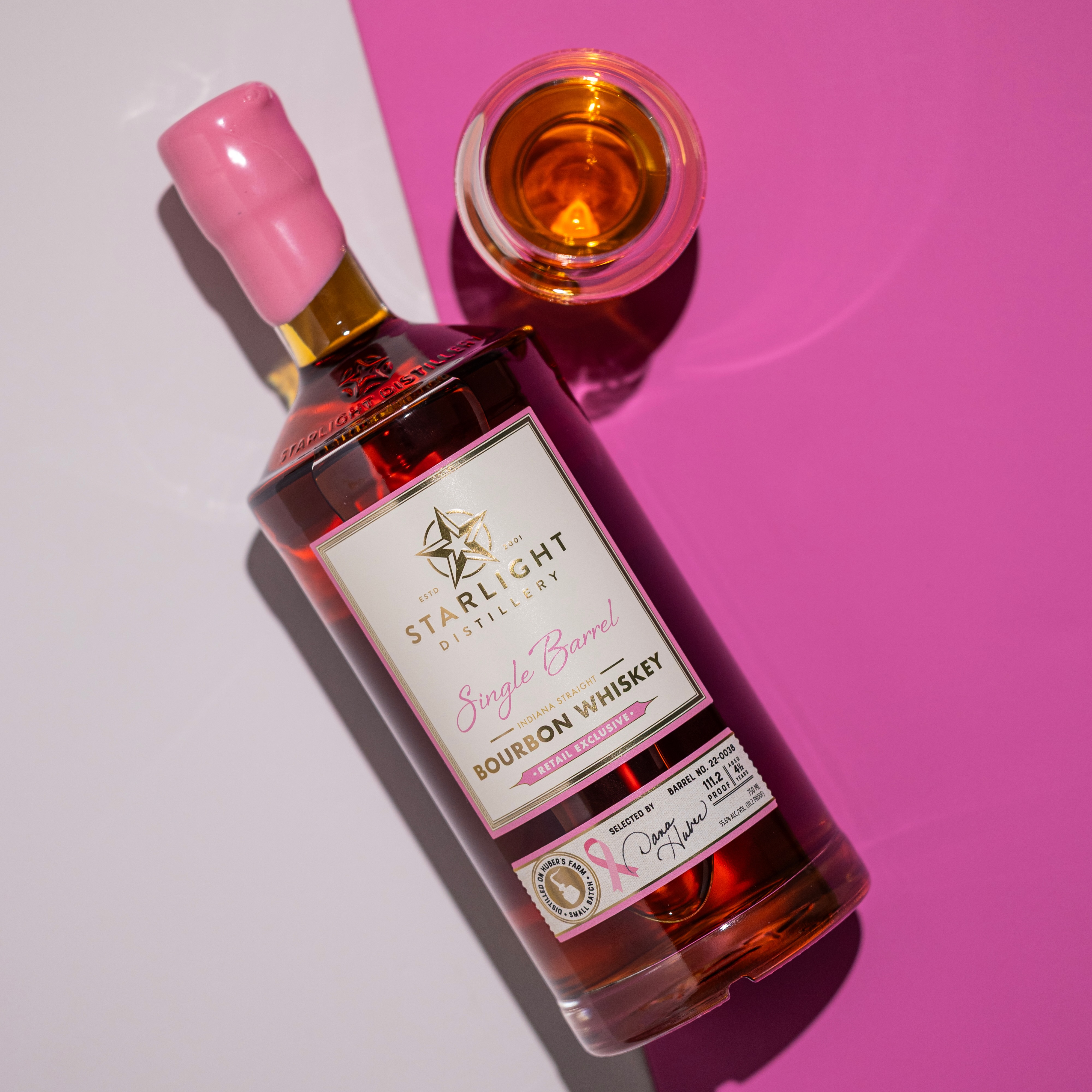Pink Bottle single-barrel and bottled-in-bond releases include a charitable contribution and a preorder option.